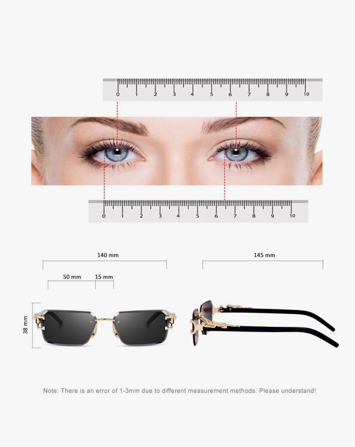 Leopard Side 3 Pcs Black Sunglasses